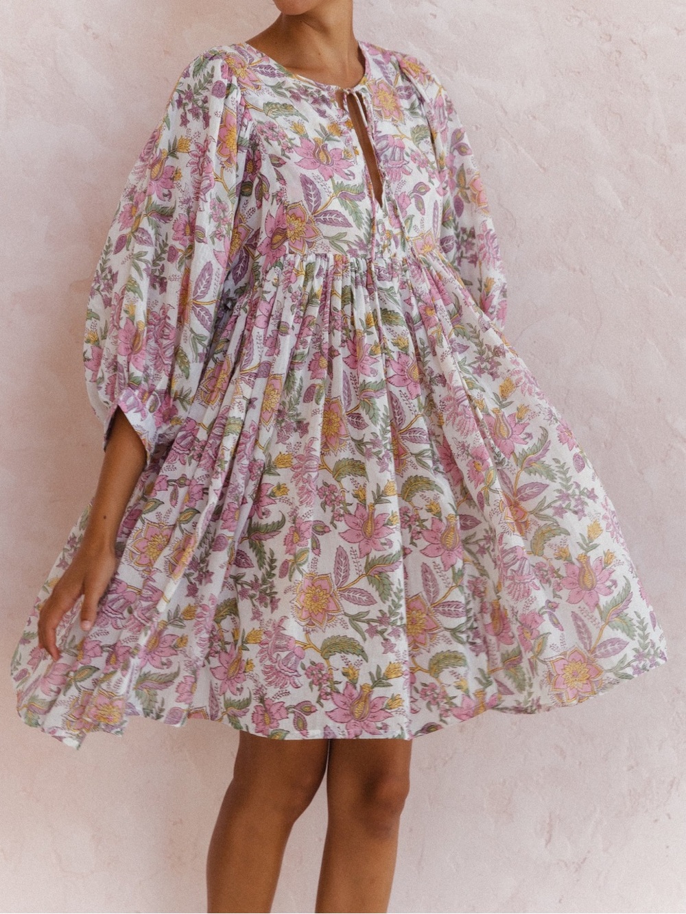 Daughters of India Dress 100% Cotton Pink Floral Print BNWT